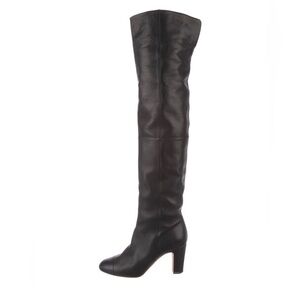 Channel Women's Over-the-Knee Leather High-Heel Boot - Black subtle CC